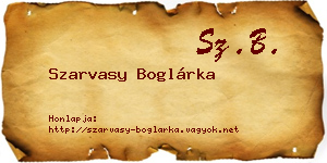 Szarvasy Boglárka névjegykártya