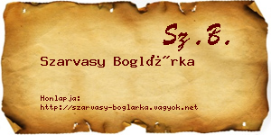 Szarvasy Boglárka névjegykártya